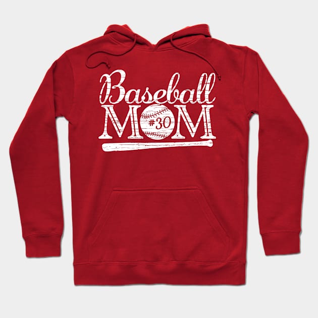 Vintage Baseball Mom #30 Favorite Player Biggest Fan Number Jersey Hoodie by TeeCreations